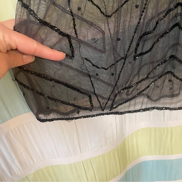 Free People Beaded Sheer Boho Dress Gray Oversized XS - Picture 5 of 8